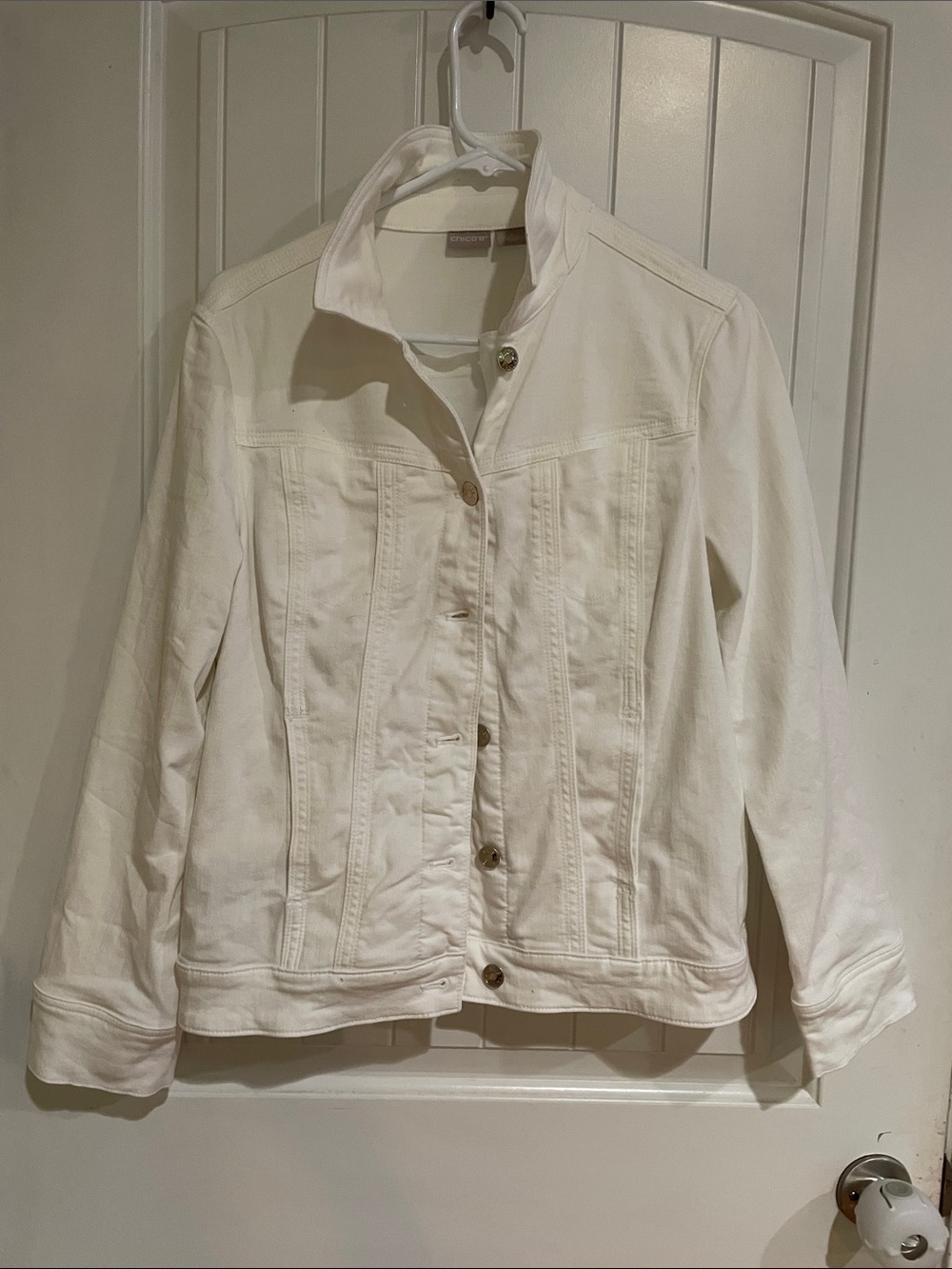 Chico's White Button-Front Denim Jacket